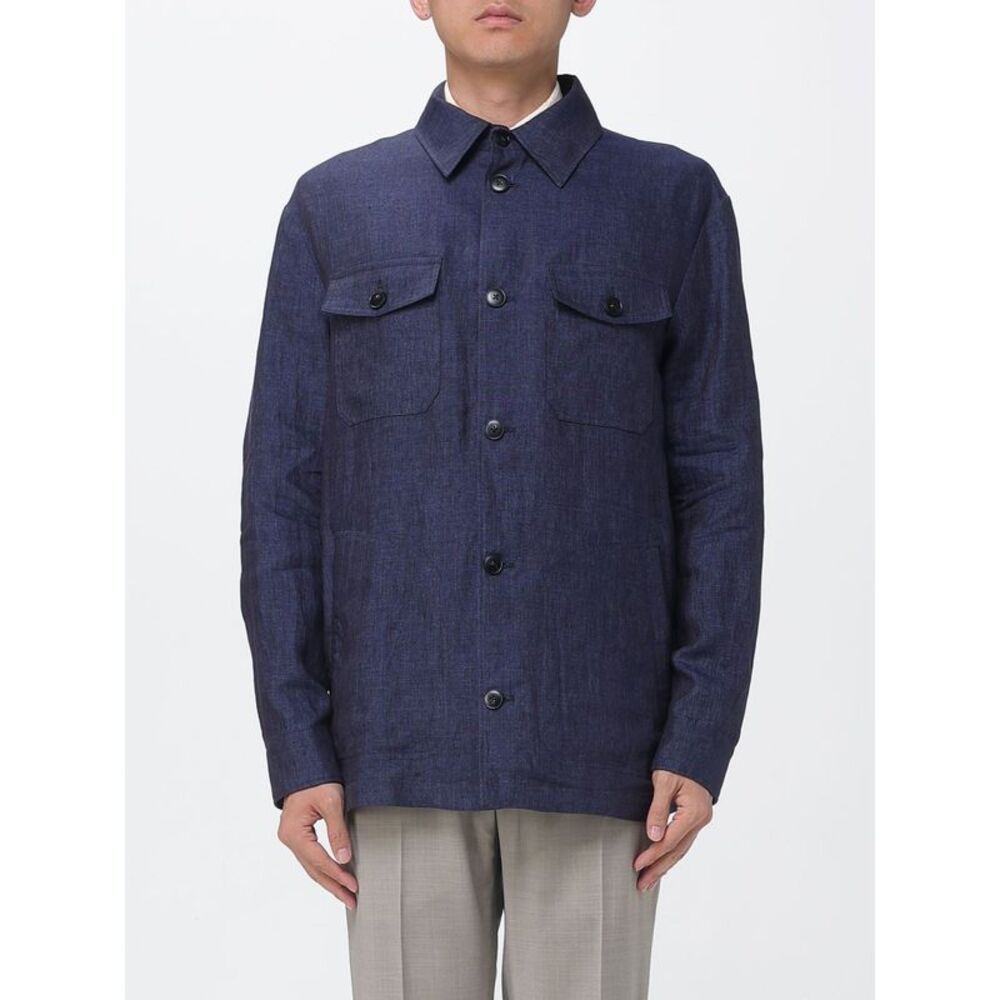 Canali Men Linen Shirt Jacket Canali